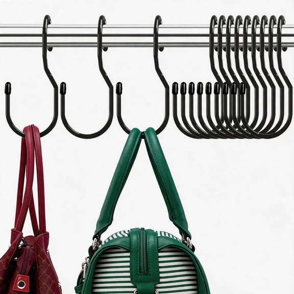 Purse Hanger for Closet, Unique Twist Design Bag Hanger Purse Hooks, 5 inch Large Size Closet Rod Hooks for Hanging Bags, Purses, Handbags, Belts, Scarves, Hats,Clothes, Pans and Pots