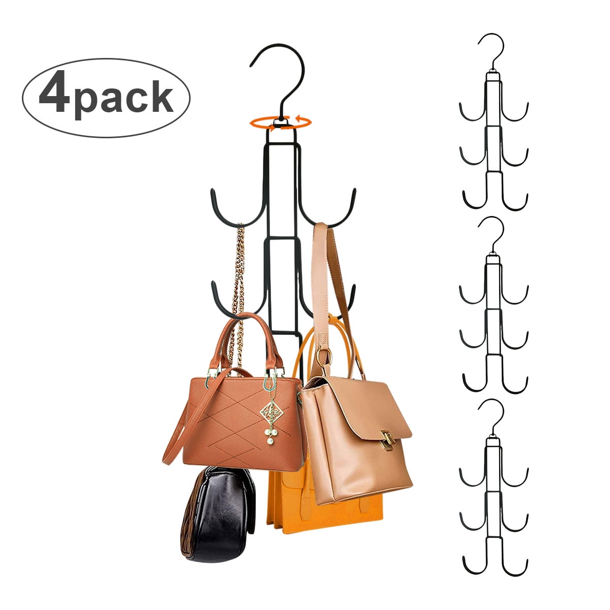 Purse Hanger Organizer for Closet, 4 Pack Hanging Bag Holder, Keeping Purses  Visible and in Good Condition, Metal Handbag Storage Hook Backpack Rack  Space Saving Hanger, Black - Walmart.ca
