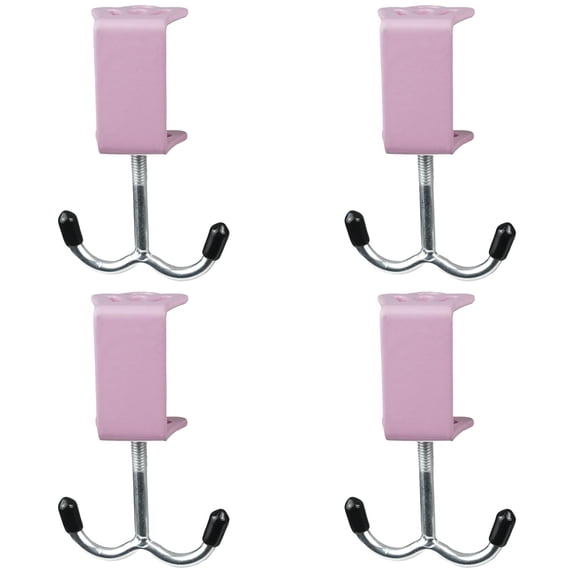 Purse Hooks for Table, 3.5-4.6 in Adjustable Desk Mount Hook, Heavy Duty Alloy Clamp Double Hooks for Office, Space Saving Organizer for Handbag, Backpack, Headphone, Easy Installation,Pink*4