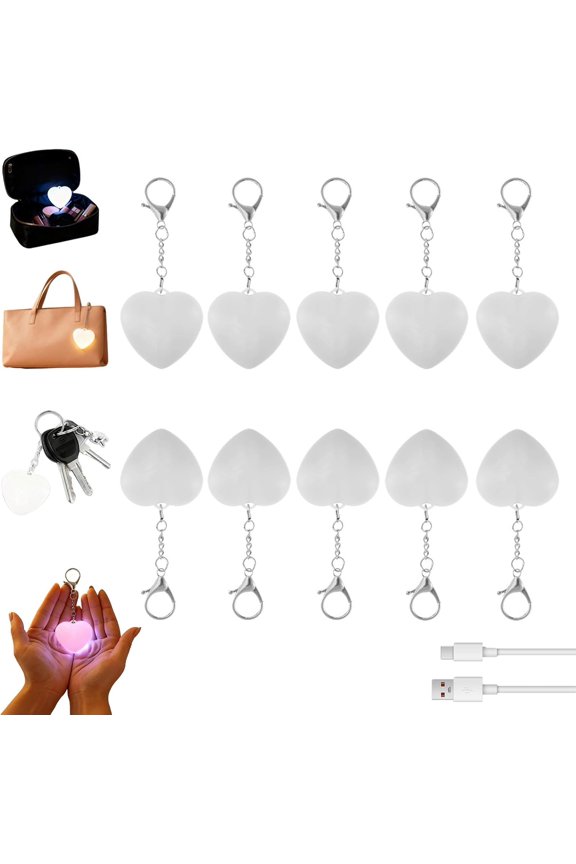 Purse Light Handbag Light, Love Wallet Tote Bag Touch Sensing Lights for Inside Purse, Heart Purses Lights Keychain, Rechargeable LED Automatic Glow Lamp with Sensor Activated Valentine's Day Gifts