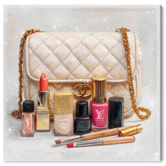 Purse Makeup Assortment Canvas Print Fashion Wall Art by Art Remedy, Gallery Wrapped, 30 x 30
