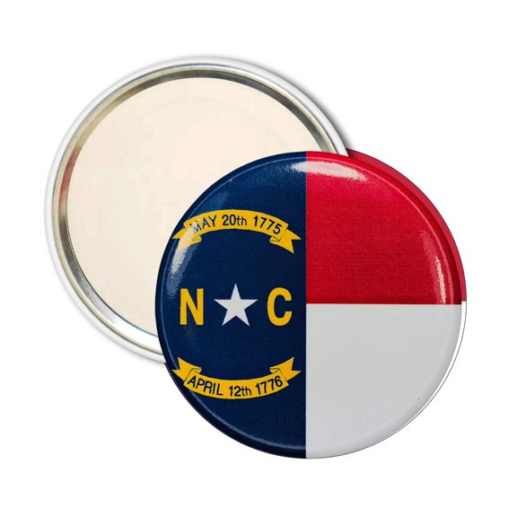 Purse Mirror - State Flag North Carolina - USA | Compact Travel Mirror, Everyday Cosmetic Accessory, Collectible Souvenir