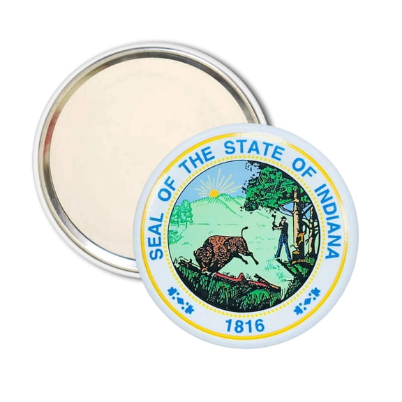 Purse Mirror - State Seal Indiana - USA | Compact Travel Mirror, Everyday Cosmetic Accessory, Collectible Souvenir