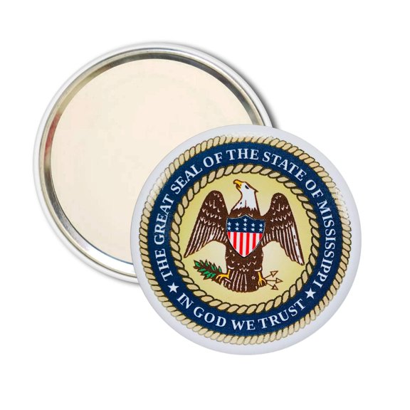 Purse Mirror - State Seal Mississippi - USA | Compact Travel Mirror, Everyday Cosmetic Accessory, Collectible Souvenir