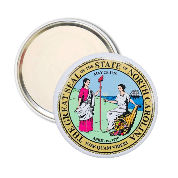 Purse Mirror - State Seal North Carolina - USA | Compact Travel Mirror, Everyday Cosmetic Accessory, Collectible Souvenir