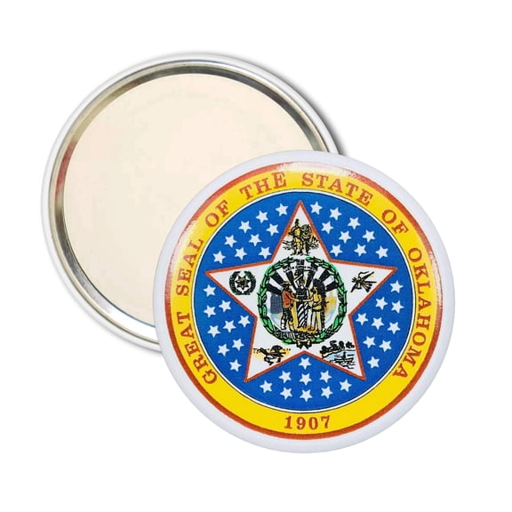Purse Mirror - State Seal Oklahoma - USA | Compact Travel Mirror, Everyday Cosmetic Accessory, Collectible Souvenir