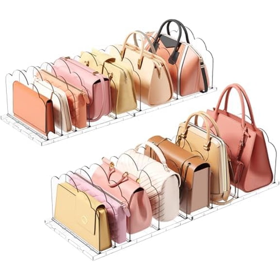 Purse Organizer for Closet, Clear Handbags Storage Organizer, Adjustable Clutch Purse Storage Organizer Holder for Closet, 4 Pack Bookshelf Dividers for Sweater in Bedroom 35 x 24 cm/14 x 9.5"