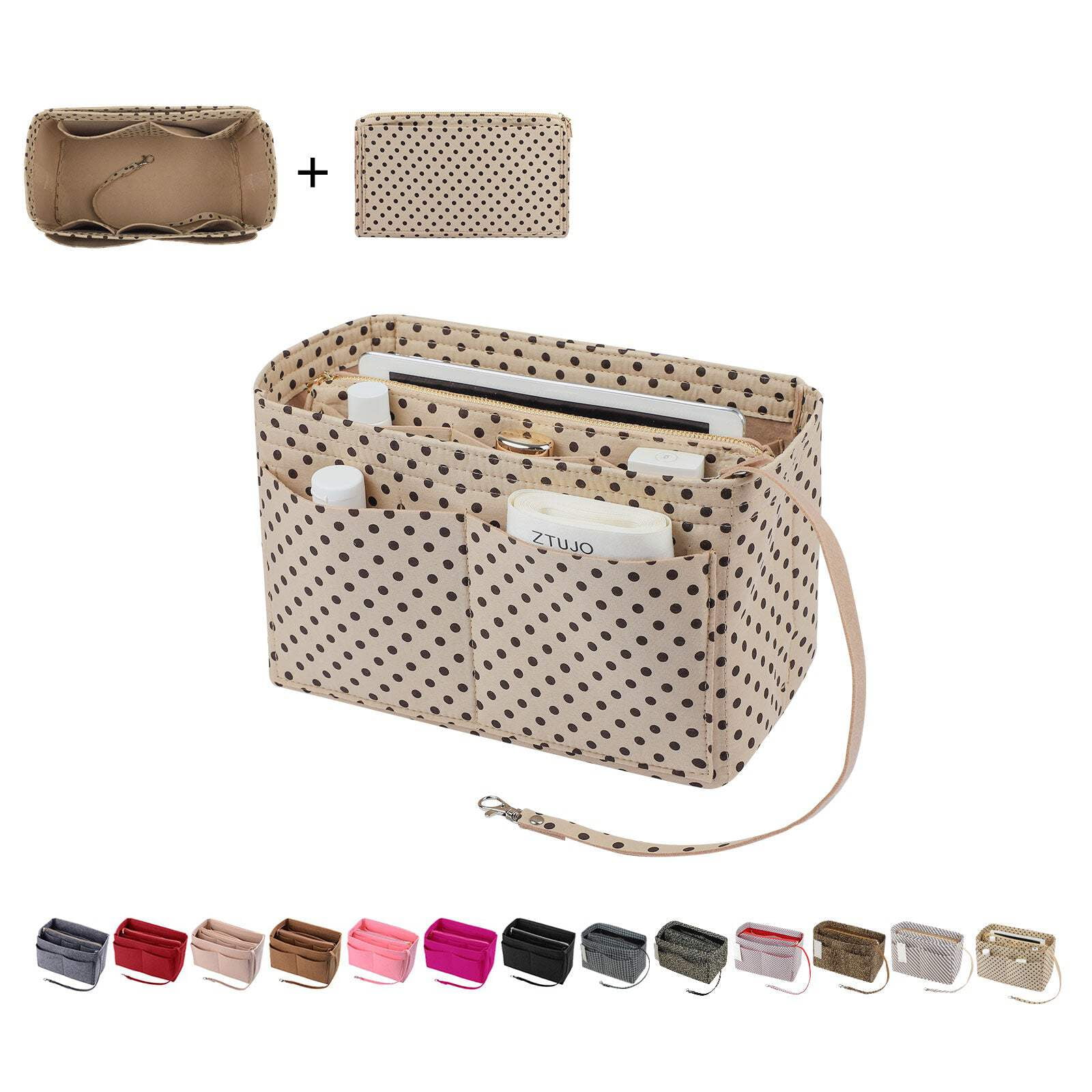 ZTUJO Felt Purse Organizer Insert - 6 Sizes & 13 Colors, Handbag Organizer With Pockets, Black Slender Medium
