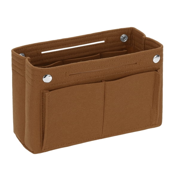 Uxcell Purse Organizer Insert Felt Organizer Bags with Snap Camel