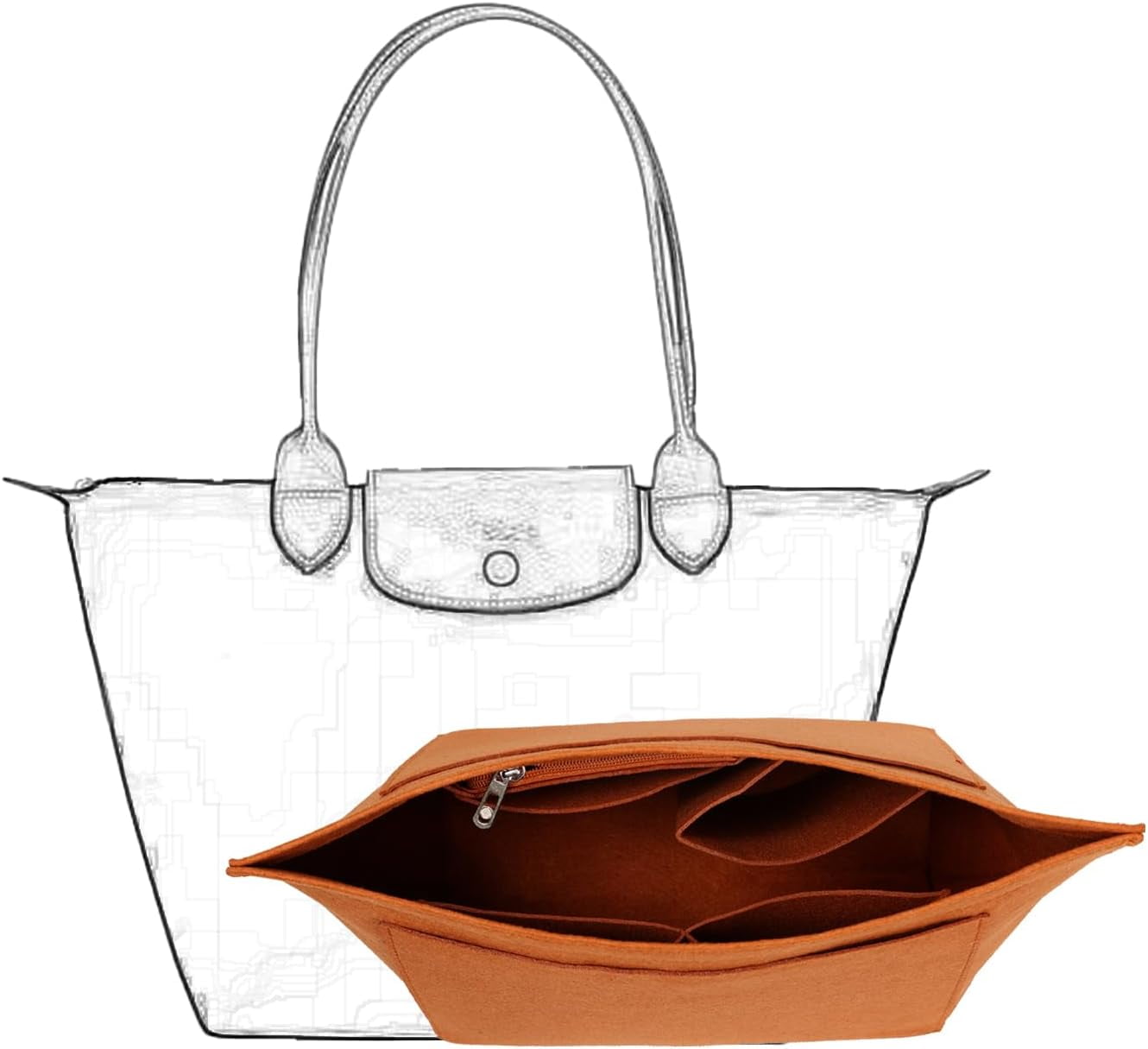 HAMKU Taschen Organizer Aus Filz - Multi-Fach Organizer Für Handtaschen 26x13x20cm