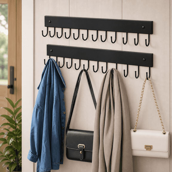 Purse Organizer Wall Rack & Belt Hanger Metal, 24 Hooks Total, Rotating Design for Bags, Scarves, and Accessories(2 Pack )