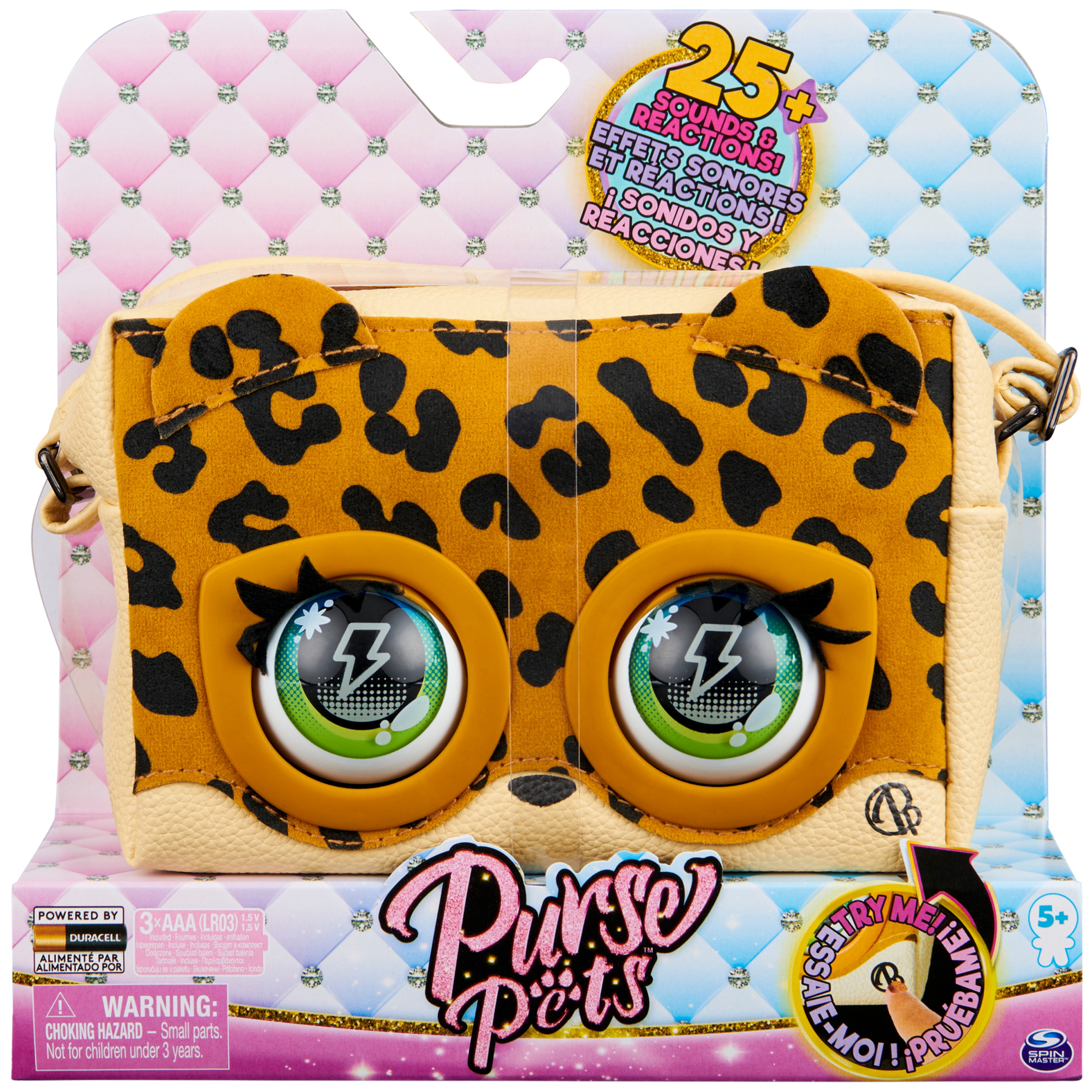 Purse Pets Micros 3" Roarin' Rainbow Tiger Eyes Roll When Open  And Close Purse