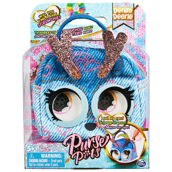 Purse Pets Micros, Denim Deerie with Eye Roll Feature