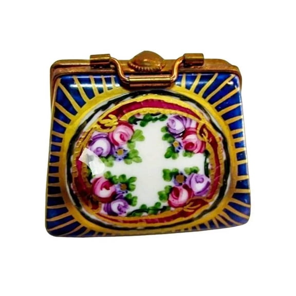 Purse Sevre Roses Porcelain Limoges Trinket Box Gift Limoges Box Porcelain Figurine