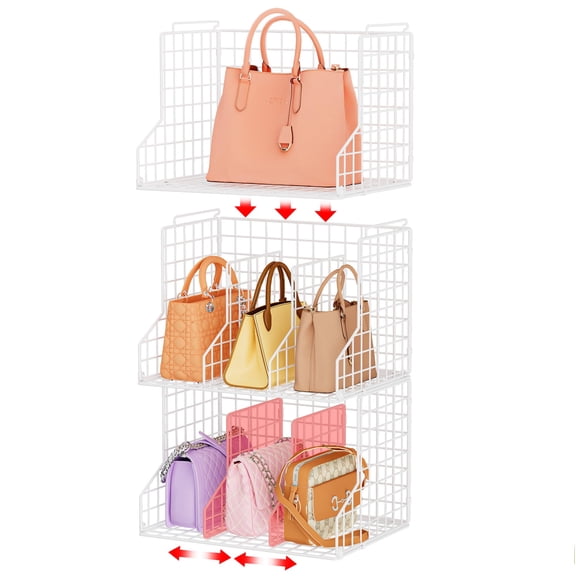 Purse Storage Organizer 3-pack Large Adjustable Dividers Handbag Closet Storage
