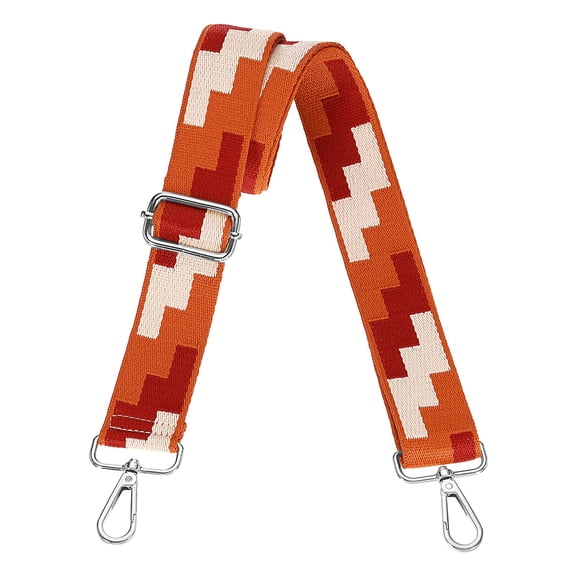 Purse Straps Replacement Crossbody, 1.5 Inch Wide Shoulder Bag Strapwith Silver Buckle, White-Red-Orange Blocks