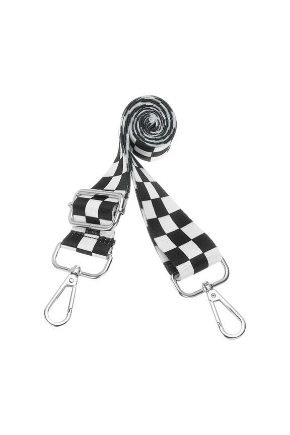 Purse Straps Replacement Crossbody, Purse Strap Crossbody Straps Adjustable Replacement Universal Long Handbag Shoulder Stripe Black White Pattern for Purses, Silver, Big Squares