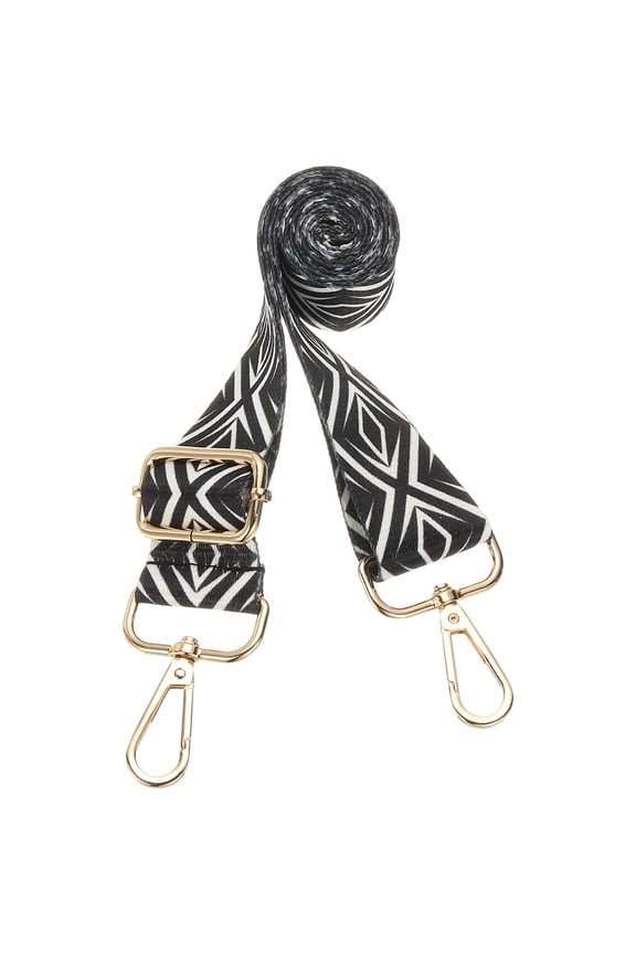 Purse Straps Replacement Crossbody, Purse Strap Crossbody Straps Adjustable Replacement Universal Long Handbag Shoulder Stripe Black White Pattern for Purses, Gold, Rhombic