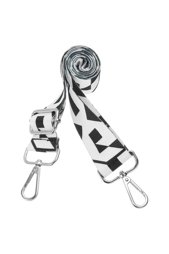 Purse Straps Replacement Crossbody, Purse Strap Crossbody Straps Adjustable Replacement Universal Long Handbag Shoulder Stripe Black White Pattern for Purses, Silver, Geometry