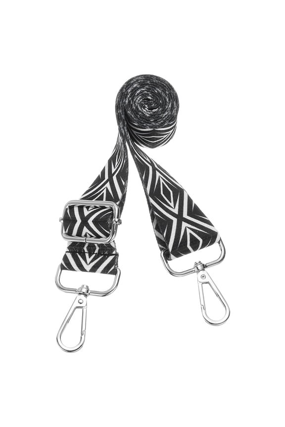 Purse Straps Replacement Crossbody, Purse Strap Crossbody Straps Adjustable Replacement Universal Long Handbag Shoulder Stripe Black White Pattern for Purses, Silver, Rhombic