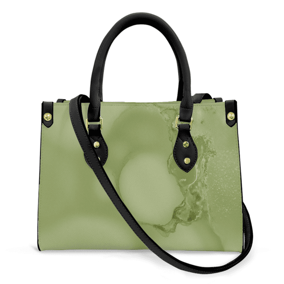 Purse Tote Bag for Women Leather Handbag, Satchel Shoulder Crossbody Top Handle Bags for Work Travel, Abstract olive green, BLACK