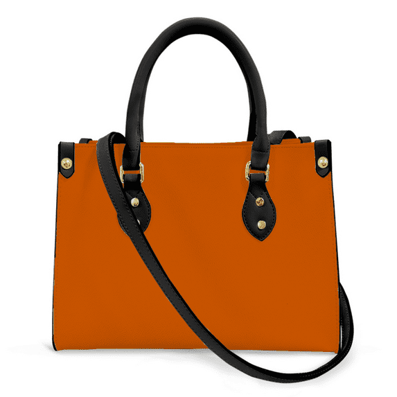 Purse Tote Bag for Women Leather Handbag, Satchel Shoulder Crossbody Top Handle Bags for Work Travel, Burnt Orange, BLACK