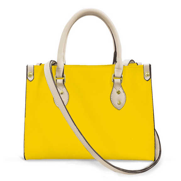 Purse Tote Bag for Women Leather Handbag, Satchel Shoulder Crossbody Top Handle Bags for Work Travel, Cyber Yellow, WHITE