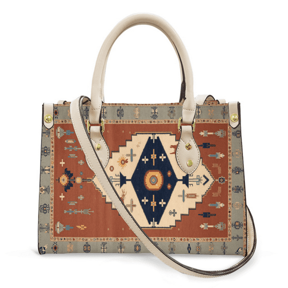 Purse Tote Bag for Women Leather Handbag, Satchel Shoulder Crossbody Top Handle Bags for Work Travel, Egypt Boho, WHITE