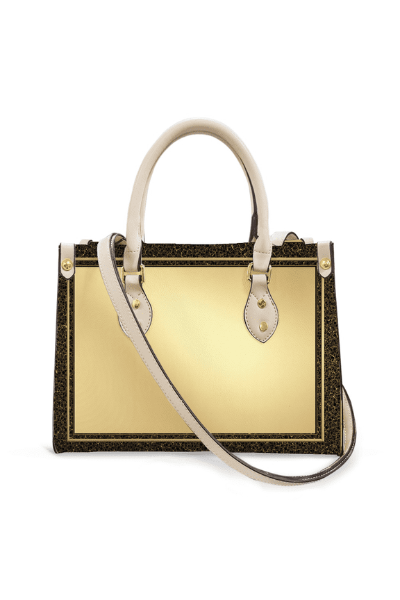 Purse Tote Bag for Women Leather Handbag, Satchel Shoulder Crossbody Top Handle Bags for Work Travel, Elegant gold frame, WHITE