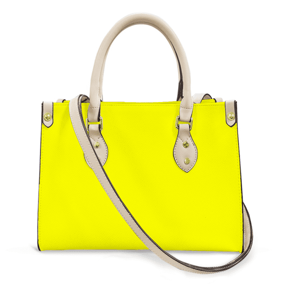 Purse Tote Bag for Women Leather Handbag, Satchel Shoulder Crossbody Top Handle Bags for Work Travel, Lemon Glacier YELLOW, WHITE
