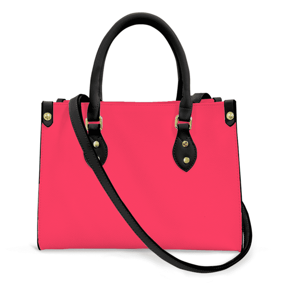 Purse Tote Bag for Women Leather Handbag, Satchel Shoulder Crossbody Top Handle Bags for Work Travel, Neon Fuchsia RED, BLACK