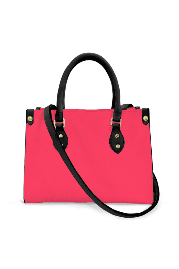 Purse Tote Bag for Women Leather Handbag, Satchel Shoulder Crossbody Top Handle Bags for Work Travel, Neon Fuchsia RED, BLACK
