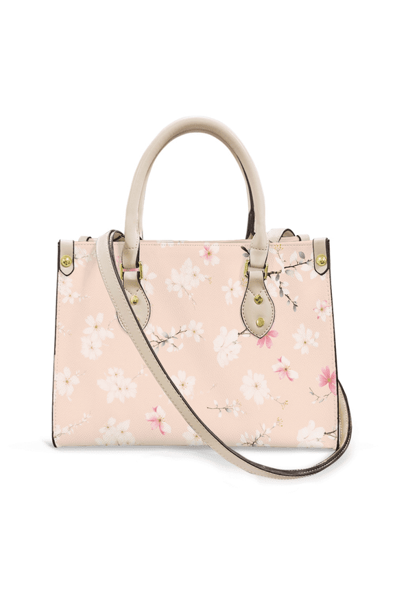 Purse Tote Bag for Women Leather Handbag, Satchel Shoulder Crossbody Top Handle Bags for Work Travel, Peach delicate floral, WHITE