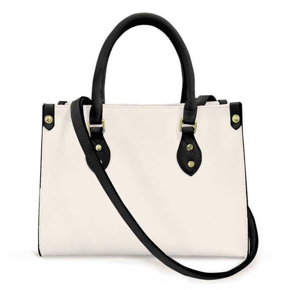 Purse Tote Bag for Women Leather Handbag, Satchel Shoulder Crossbody Top Handle Bags for Work Travel, SEASHELL WHITE, BLACK