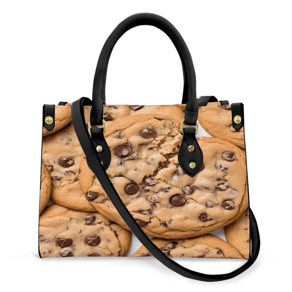 Purse Tote Bag for Women Leather Handbag, Satchel Shoulder Crossbody Top Handle Bags for Work Travel, chocolate chip cookies, BLACK