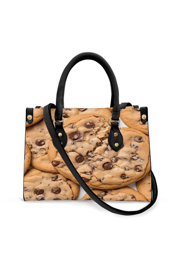 Purse Tote Bag for Women Leather Handbag, Satchel Shoulder Crossbody Top Handle Bags for Work Travel, chocolate chip cookies, BLACK