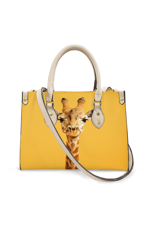 Purse Tote Bag for Women Leather Handbag, Satchel Shoulder Crossbody Top Handle Bags for Work Travel, giraffe yellow, WHITE