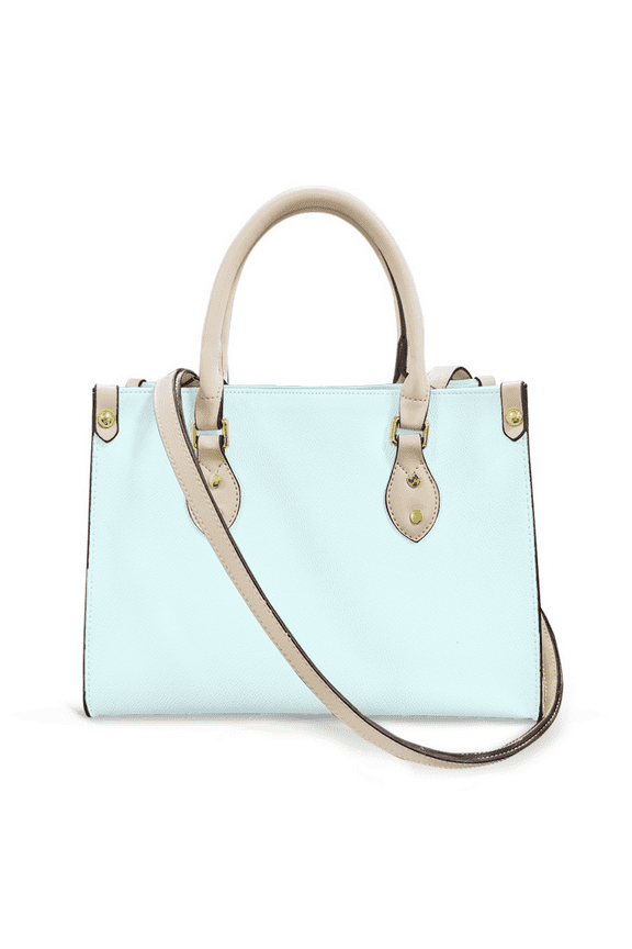 Purse Tote Bag for Women Leather Handbag, Satchel Shoulder Crossbody Top Handle Bags for Work Travel, Sky Blue, WHITE