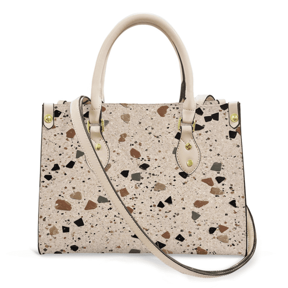 Purse Tote Bag for Women Leather Handbag, Satchel Shoulder Crossbody Top Handle Bags for Work Travel, terrazzo pattern, WHITE