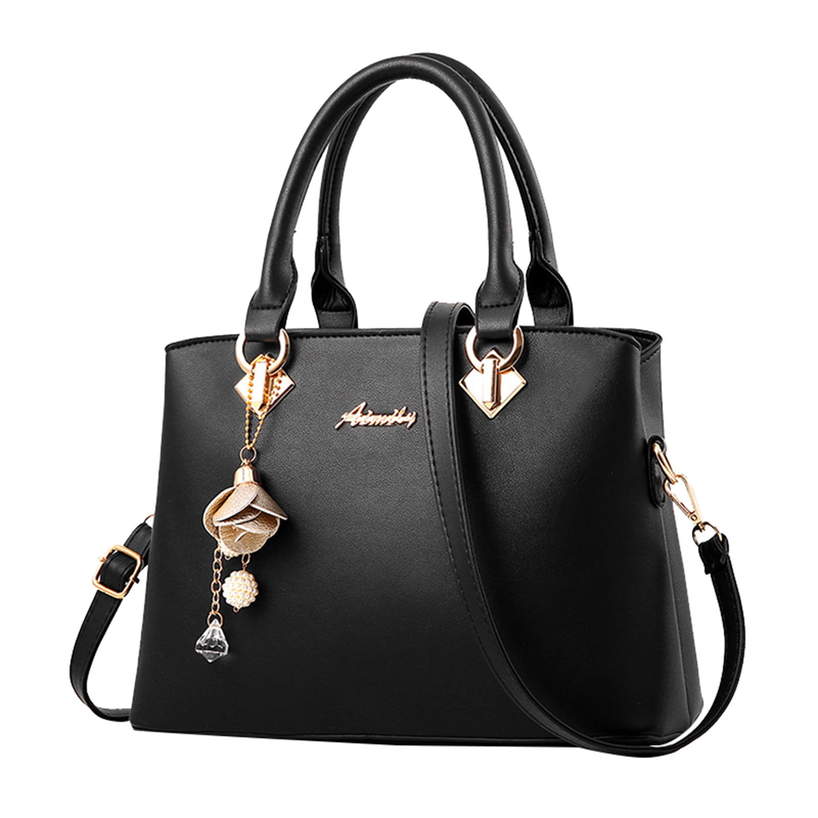 Purse and Handbags for Women Ladies Flower Charms Fashion Leather Satchel Shoulder Top Handle Bags