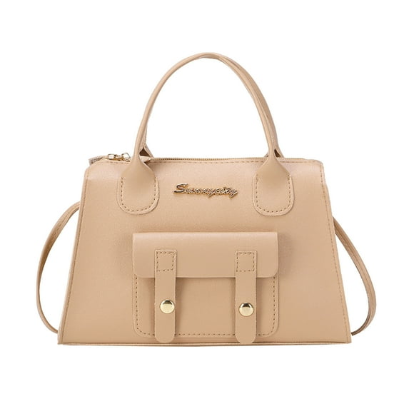 Purse and Handbags for Women PU Leather Tote Satchel Shoulder Bag Top Handle Crossbody Bags with Zipper ang Shoulder Starp Beige