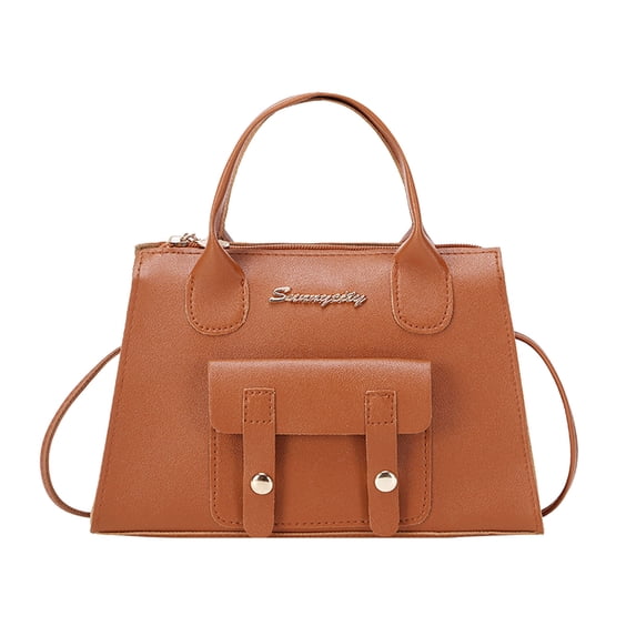 Purse and Handbags for Women PU Leather Tote Satchel Shoulder Bag Top Handle Crossbody Bags with Zipper ang Shoulder Starp Brown