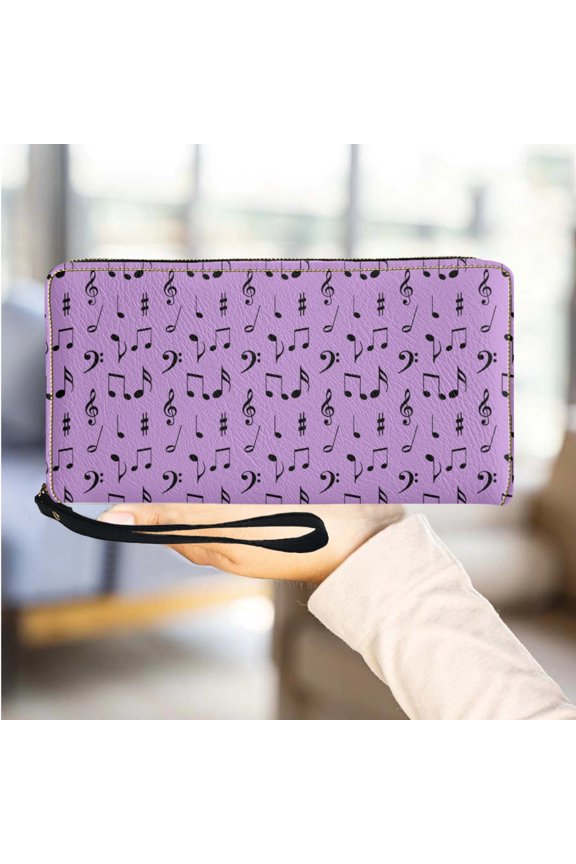 Purse for Girl Music Note Colorful Designer Casual Clutch Bag Out Shopping Travel Coin Purse Zipper Wallet Card Holder Gift