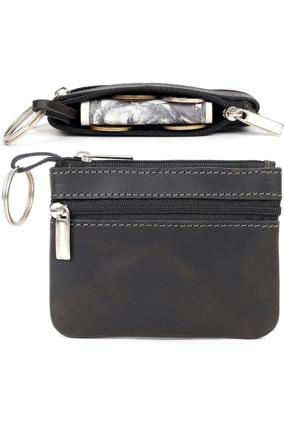 Purse for Men, Pouch for Men,Genuine Mens Tray Purses Purse Change Wallet Key Holder Pouch (Black)