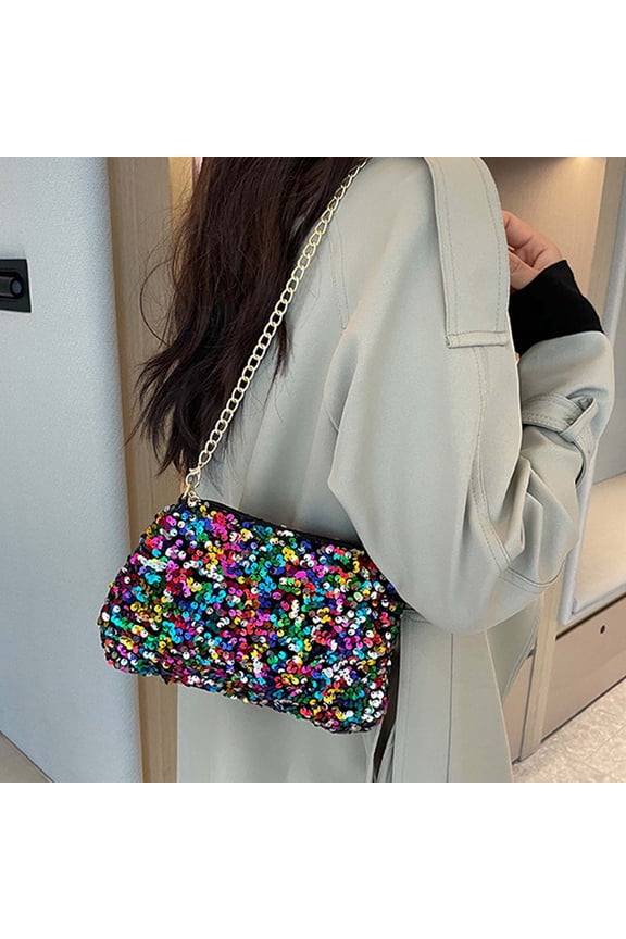 Purse for Women Shiny Sequin Glitter Evening Hand Bags Shoulder Bags for Women (Multicolour One Size)