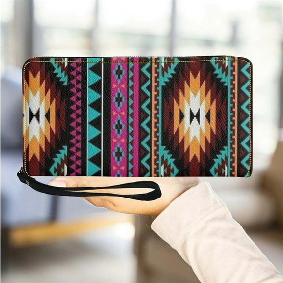 Purse for Women Tribal Design Multifunction Card Holder Small Girls Mobile Bag Leather Women's Wallets Portable Cluth Cash Bags