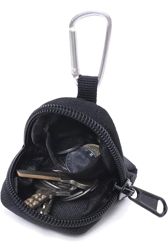 Purse with Zipper, Change Purses Small Organizer Bags Canvas for , Purse Pockets for Pack (Black)