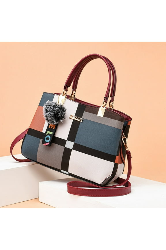 Purses and Handbags For Women Fashion Plaid Pattern Crossbody Bag Shoulder Bag Small Tote Bag Ladies Satchel Purse,Valentine's Day/Mother's Day Gifts for Women(Red)