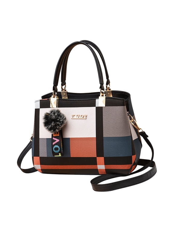 Purses and Handbags For Women Fashion Plaid Pattern Crossbody Bag Shoulder Bag Small Tote Bag Ladies Satchel Purse With Adjustable Shoulder Strap