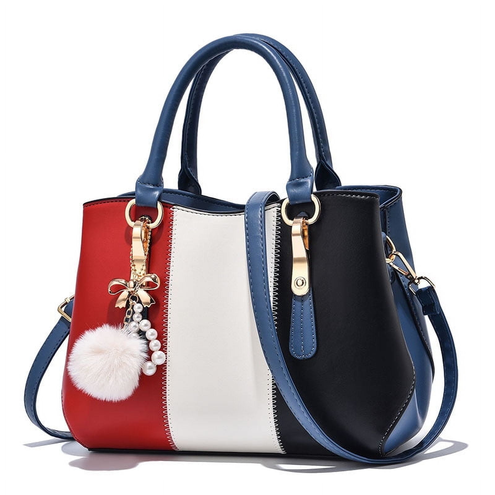 Purses and Handbags Top Handle Satchel Shoulder for Women's Large Capacity Color Block Messenger Tote Bags